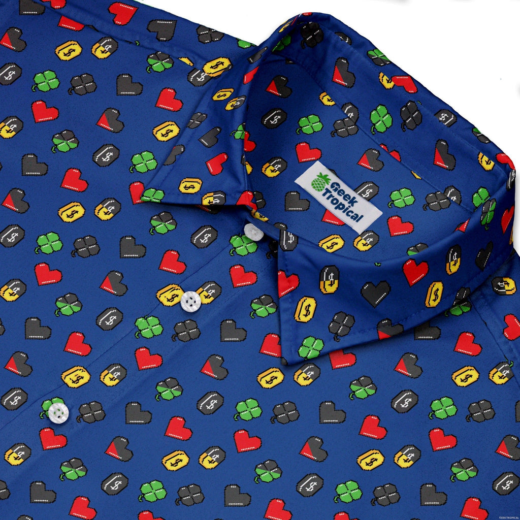 Video Game Stats Button Up Shirt Geek Nerd 0925 adult sizing All Adult Button Up Shirts