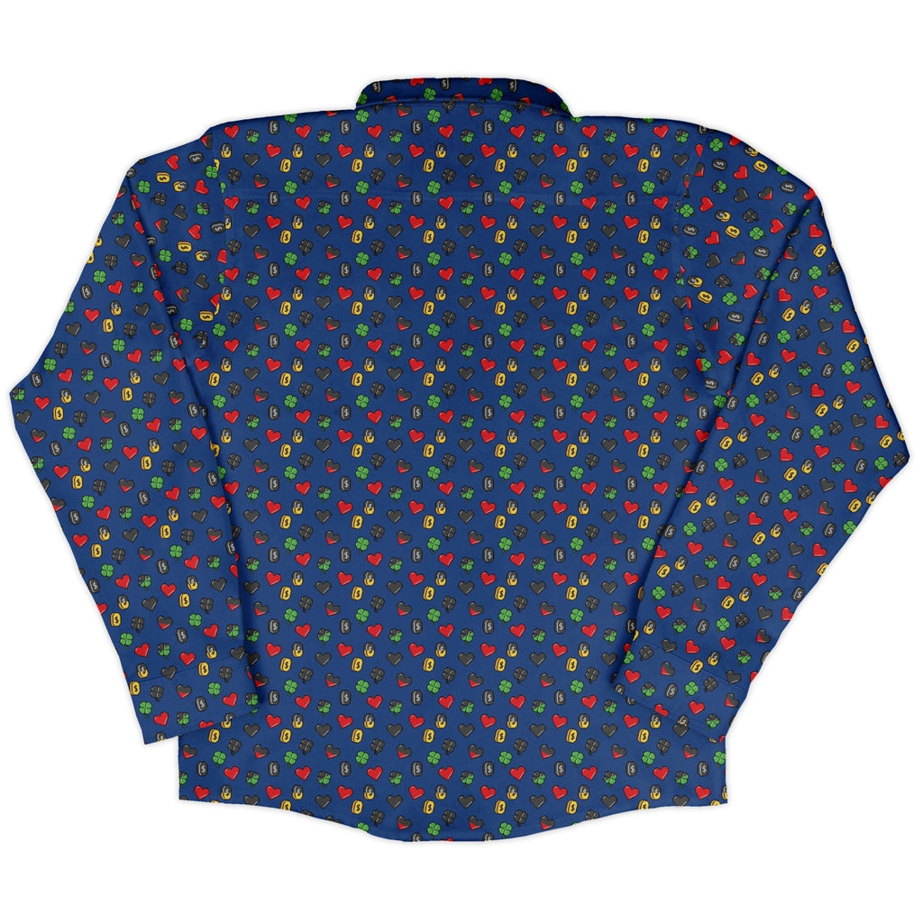 Video Game Stats Long Sleeve Button Up Shirt Geek Nerd 0925 adult sizing All Adult Button Up Shirts