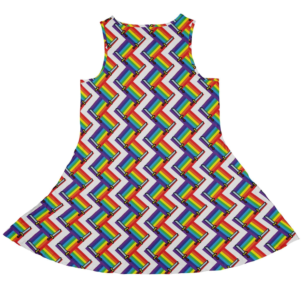 Video Game Swords Rainbow LGBTQ+ Pride Dress Geek Nerd Design by Heather Davenport lx - C Pride Patterns