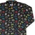 Video Gamer Black Video Game Long Sleeve Button Up Shirt Geek Nerd adult sizing video game arcade print