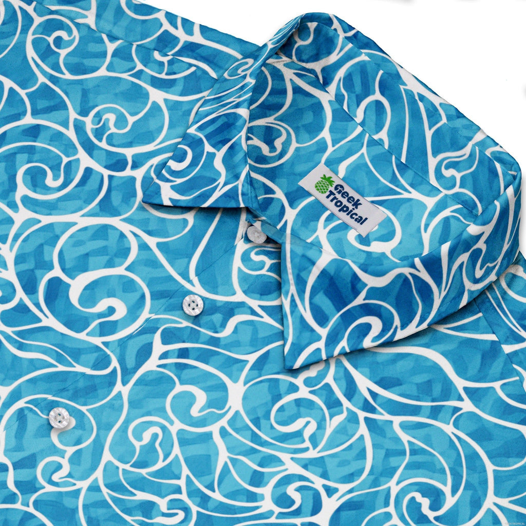 Waves light Button Up Shirt Geek Nerd adult sizing Design By Brigid Ashwood Marine biology