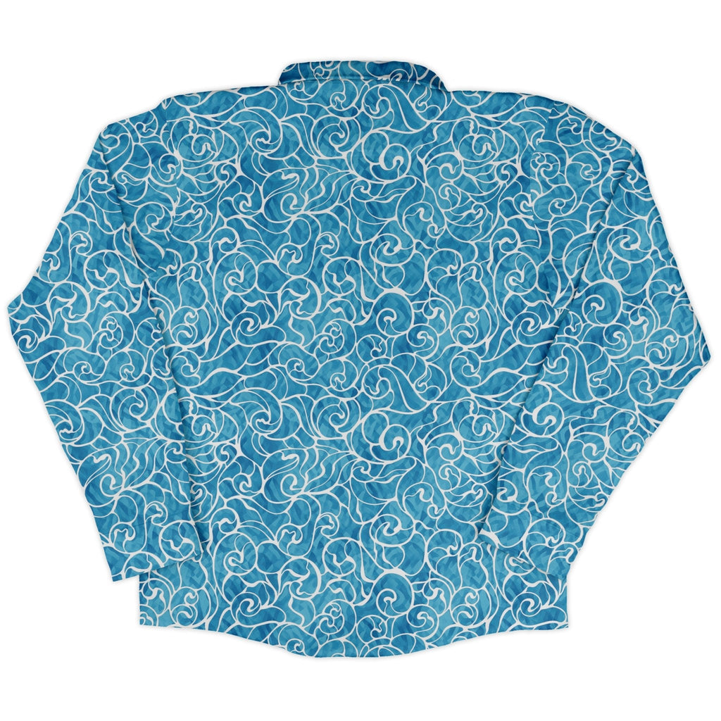 Waves light Long Sleeve Button Up Shirt Geek Nerd adult sizing Design By Brigid Ashwood Marine biology