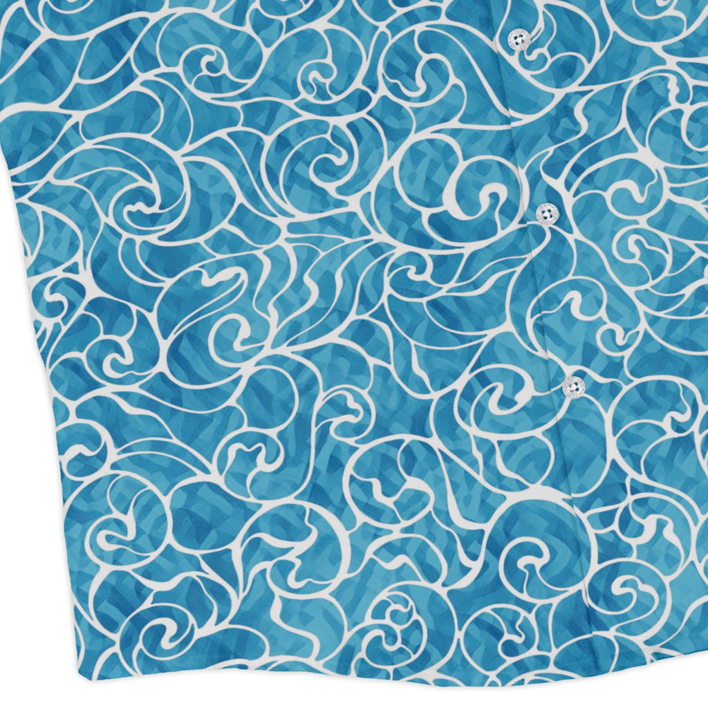 Waves light Long Sleeve Button Up Shirt Geek Nerd adult sizing Design By Brigid Ashwood Marine biology