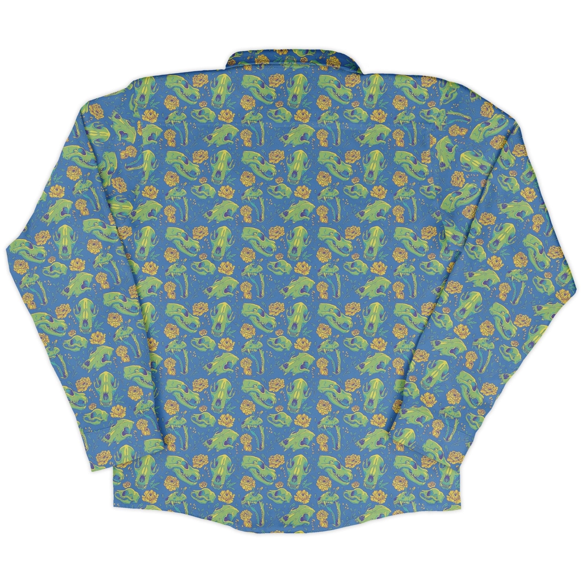 Wildfang Flora Blue Long Sleeve Button Up Shirt Geek Nerd adult sizing animal patterns botany print