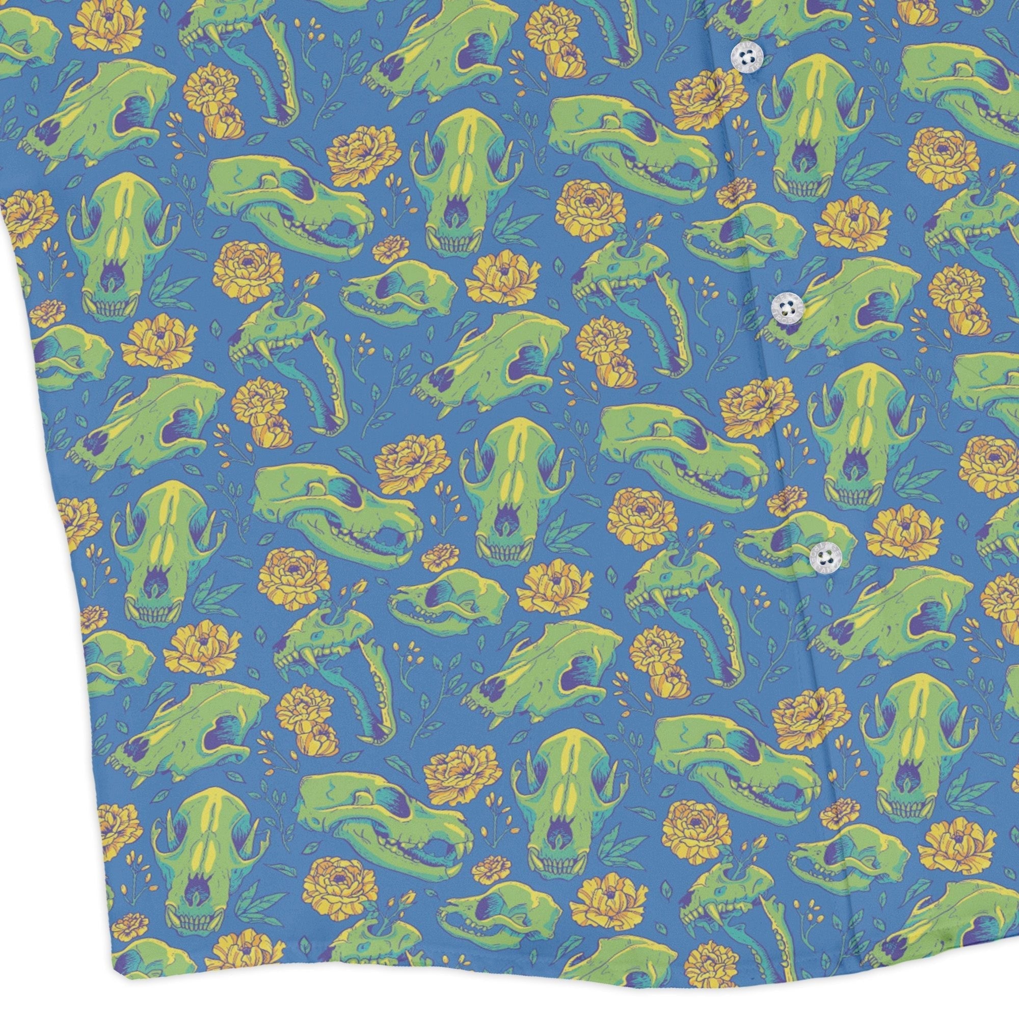 Wildfang Flora Blue Long Sleeve Button Up Shirt Geek Nerd adult sizing animal patterns botany print