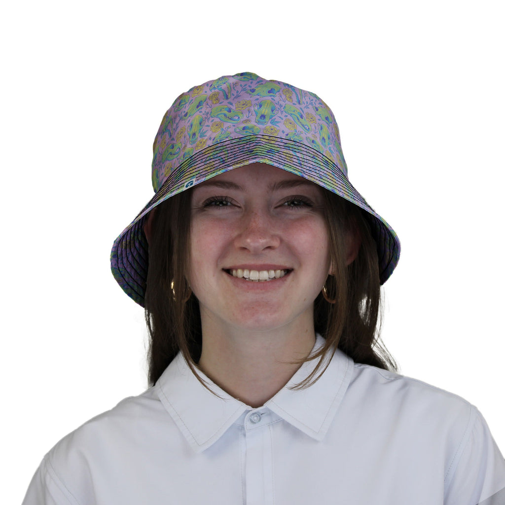 Wildfang Flora Pink Bucket Hat Geek Nerd animal patterns botany print Design by Julie Kitzes