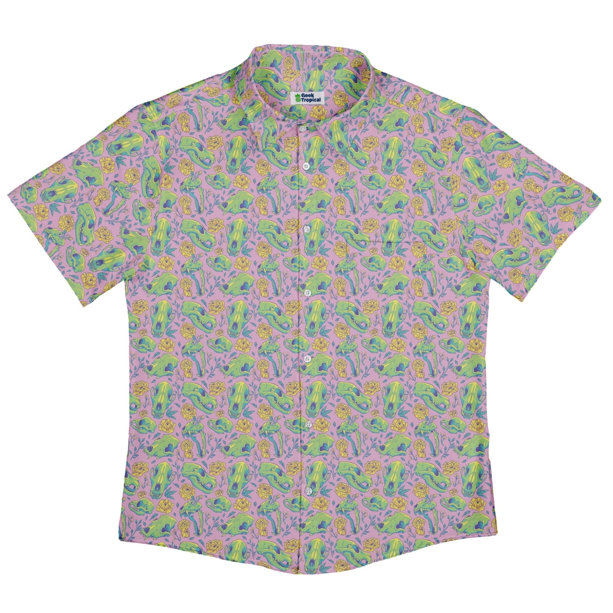 Wildfang Flora Pink Button Up Shirt Geek Nerd adult sizing animal patterns botany print
