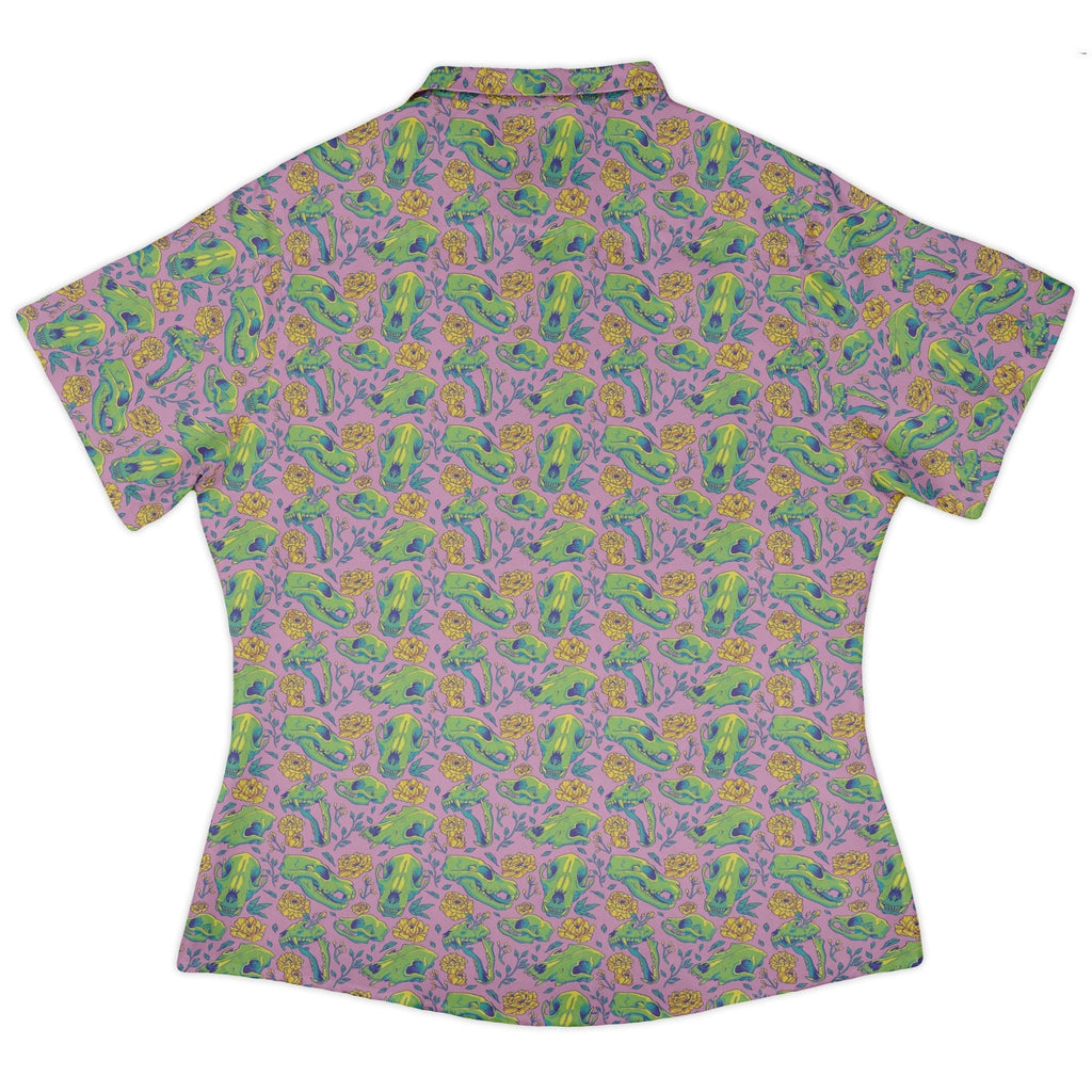 Wildfang Flora Pink Curvy Button Up Shirt Geek Nerd animal patterns botany print Design by Julie Kitzes