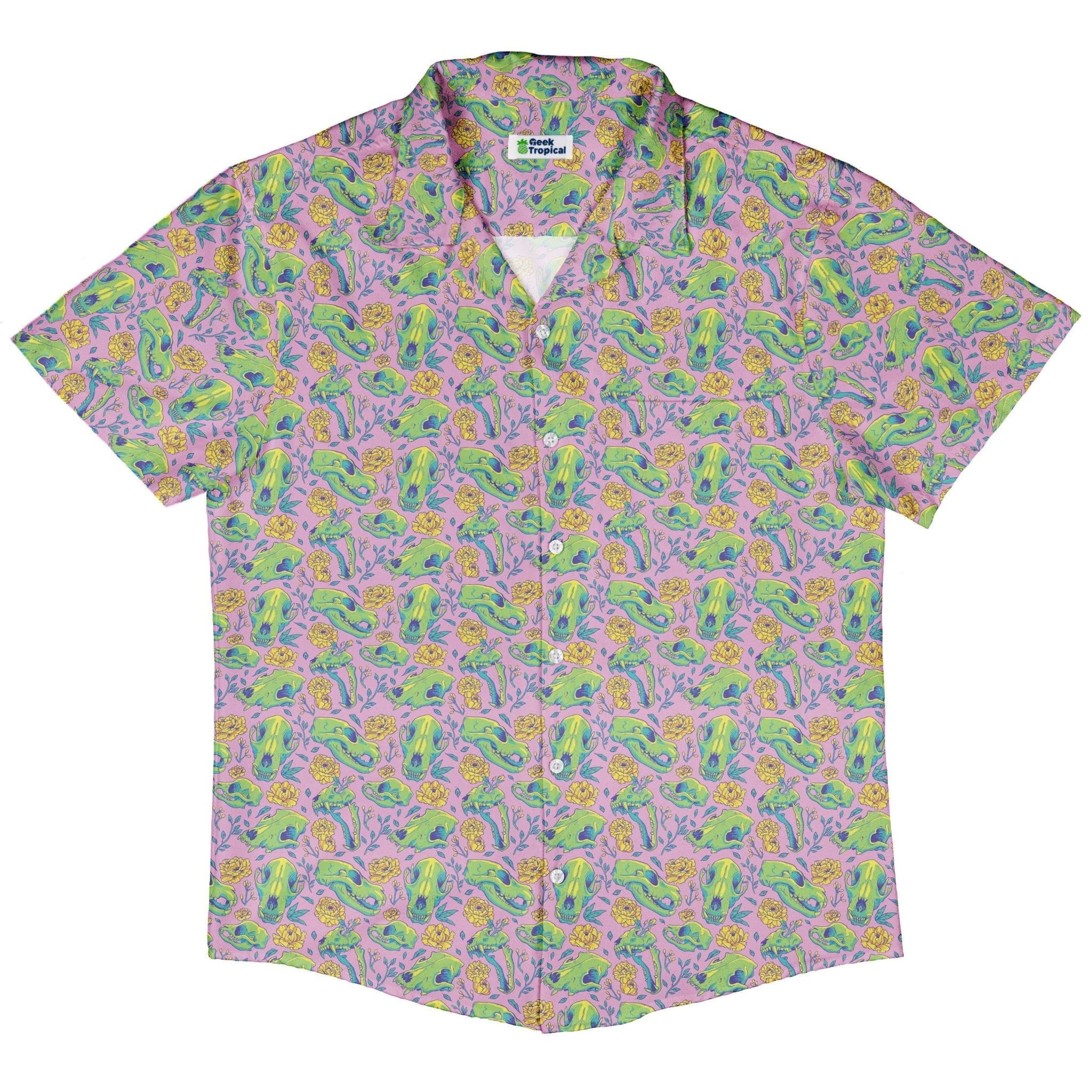 Wildfang Flora Pink Button Up Shirt Geek Nerd adult sizing animal patterns botany print