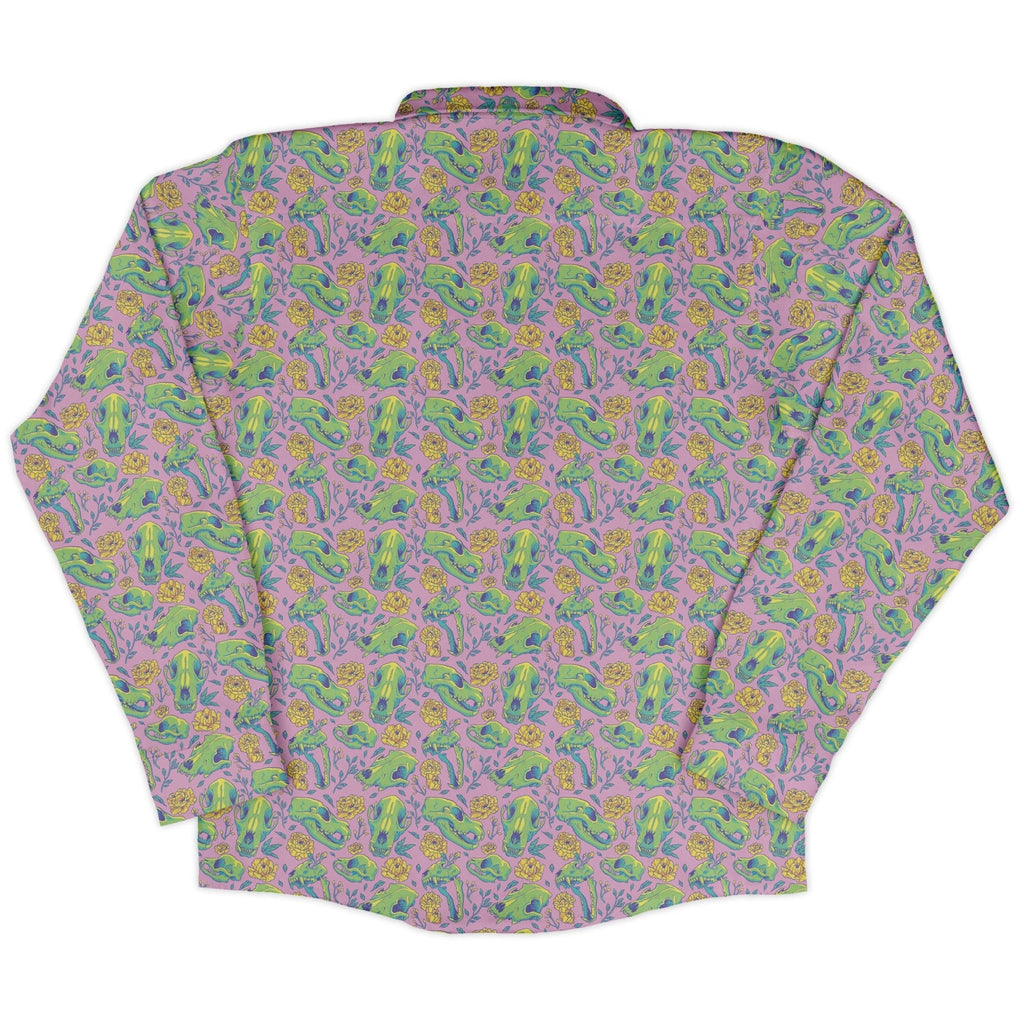 Wildfang Flora Pink Long Sleeve Button Up Shirt Geek Nerd adult sizing animal patterns botany print