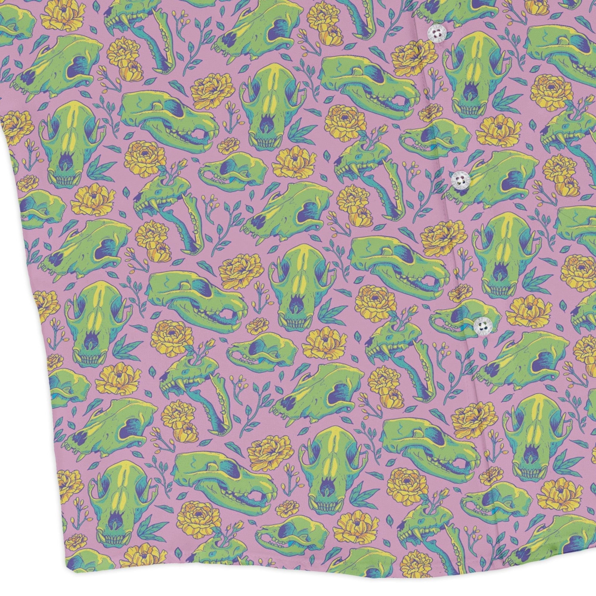 Wildfang Flora Pink Long Sleeve Button Up Shirt Geek Nerd adult sizing animal patterns botany print