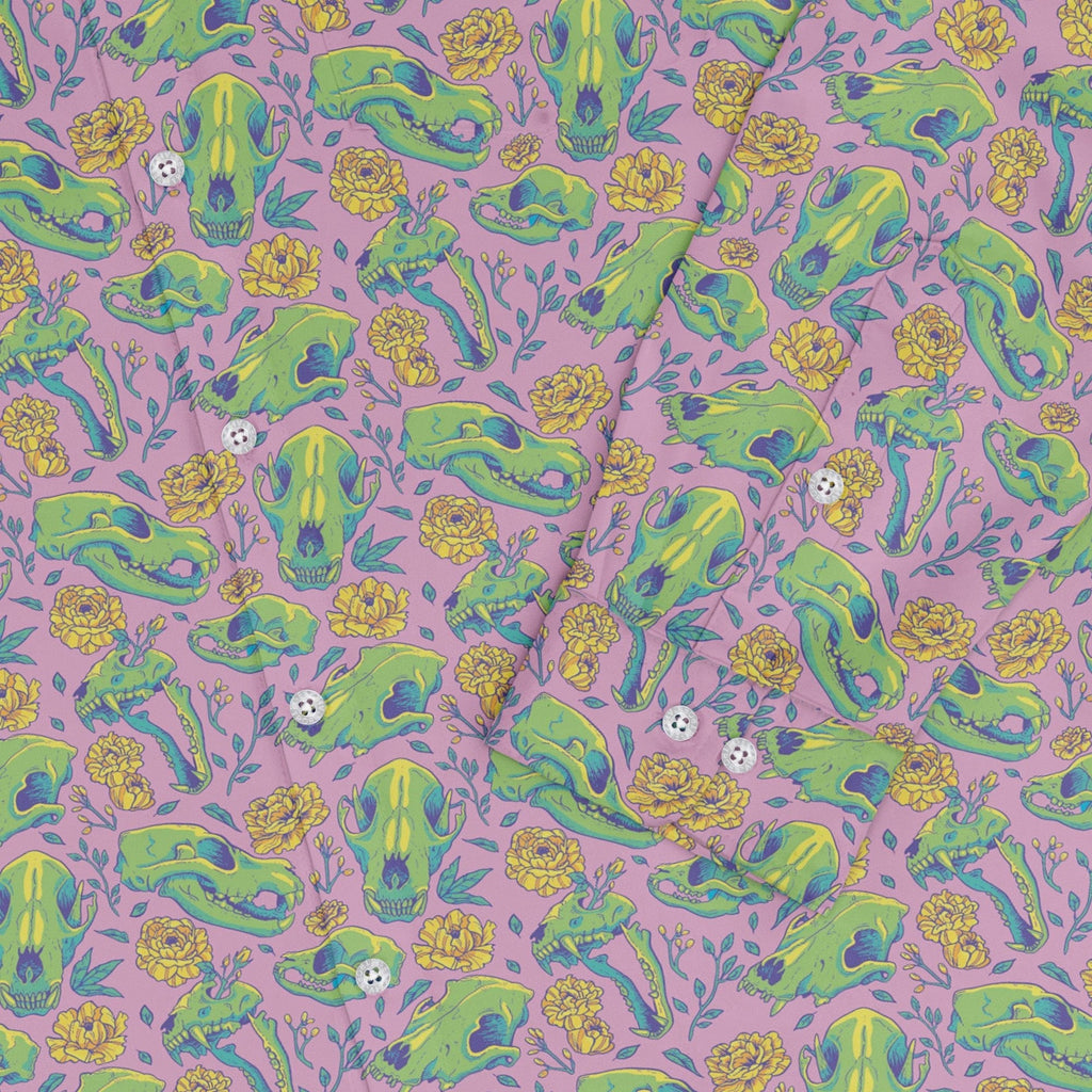Wildfang Flora Pink Long Sleeve Button Up Shirt Geek Nerd adult sizing animal patterns botany print