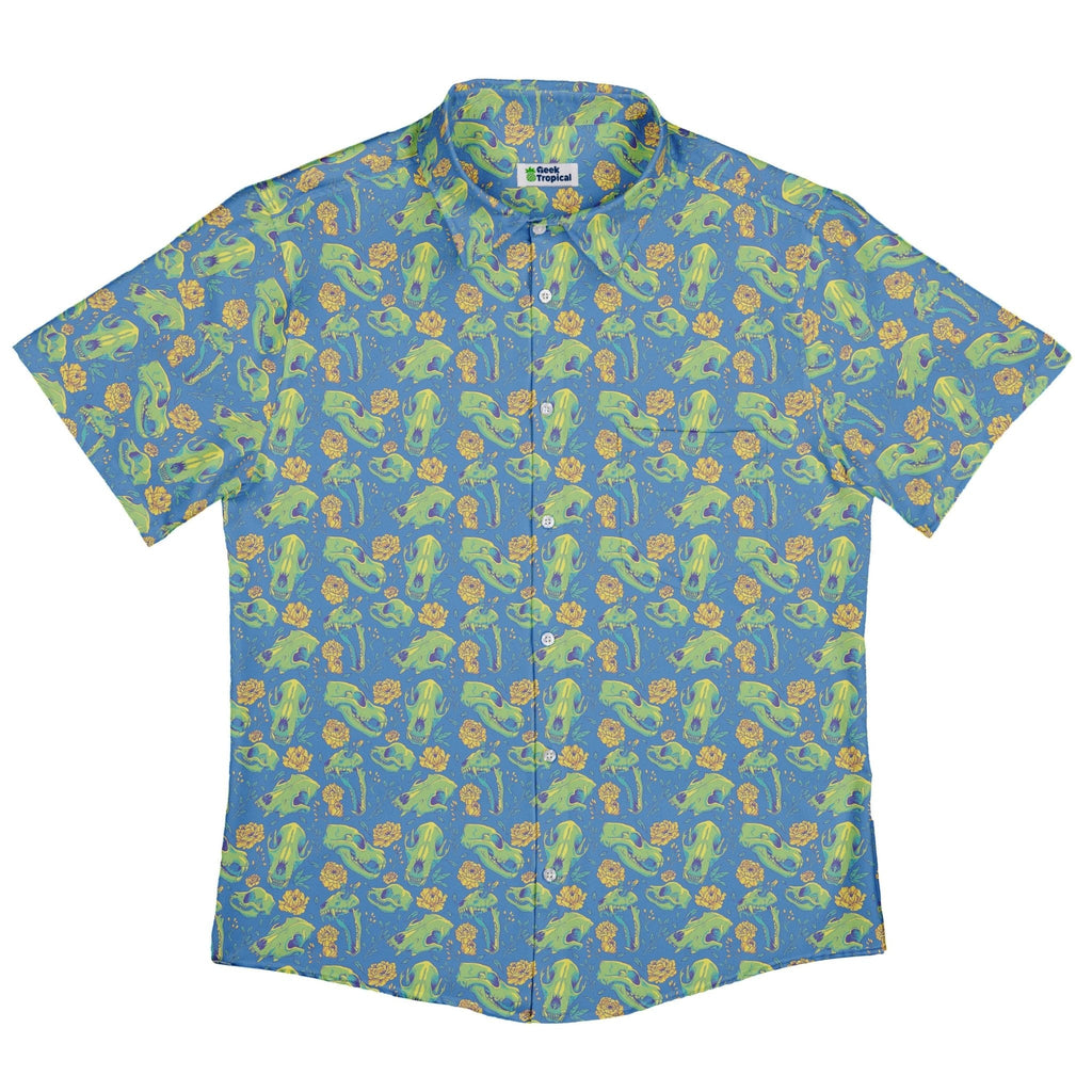 Wildfang Flora Blue Button Up Shirt Geek Nerd adult sizing animal patterns botany print