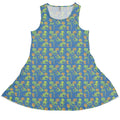 Wildfang Flora Blue Dress Geek Nerd animal patterns botany print Design by Julie Kitzes