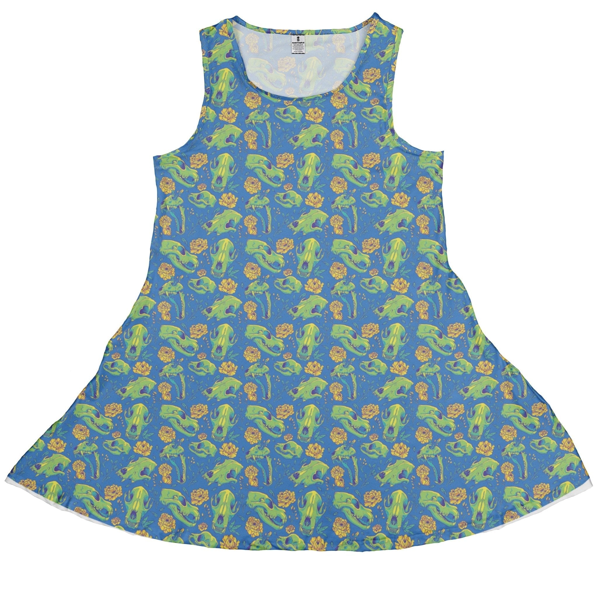 Wildfang Flora Blue Dress Geek Nerd animal patterns botany print Design by Julie Kitzes