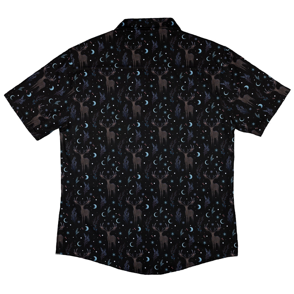 Winter Deer Button Up Shirt Geek Nerd adult sizing Botany Print Christmas Print