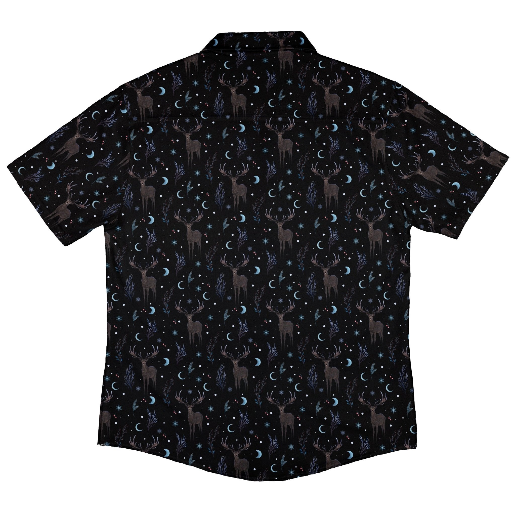 Winter Deer Button Up Shirt Geek Nerd adult sizing Botany Print Christmas Print