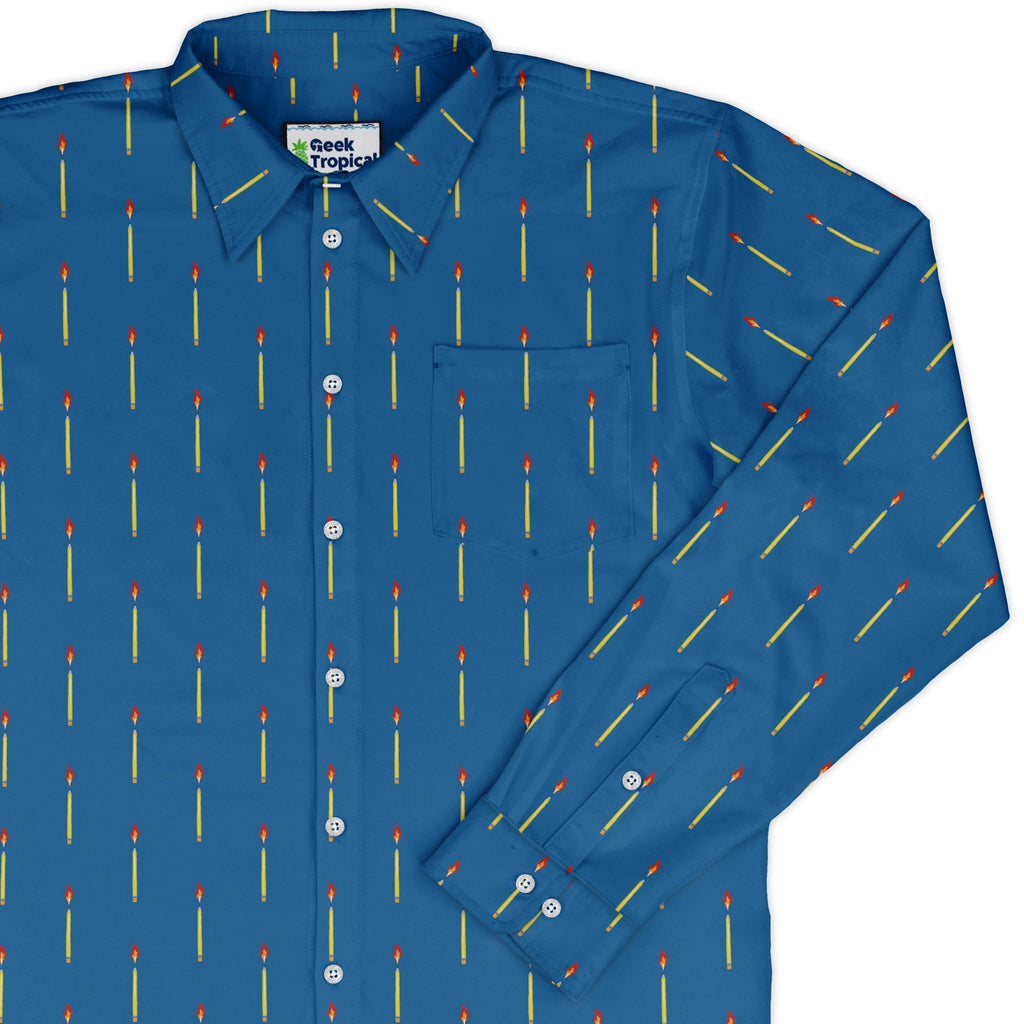 Writer Fuel Long Sleeve Button Up Shirt Geek Nerd adult sizing book prints Design by Zirkus Design