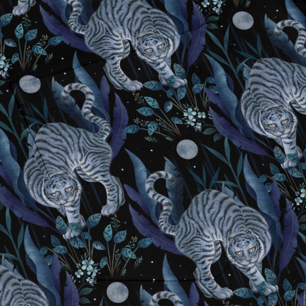 Year of the Tiger Blue Long Sleeve Button Up Shirt Geek Nerd adult sizing Botany Print Design by Episodic