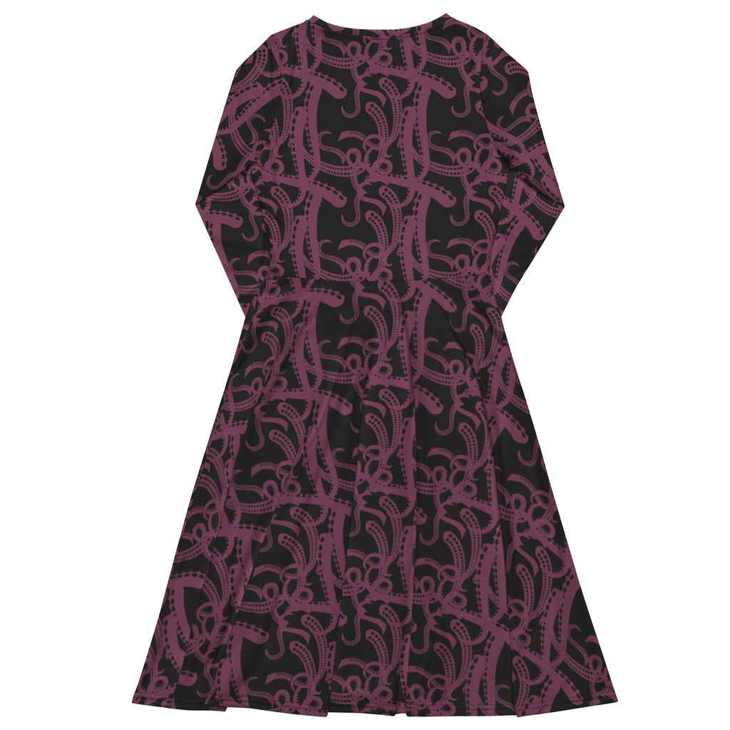 Nerdy Tentacles of Cthulhu Long Sleeve Midi Dress