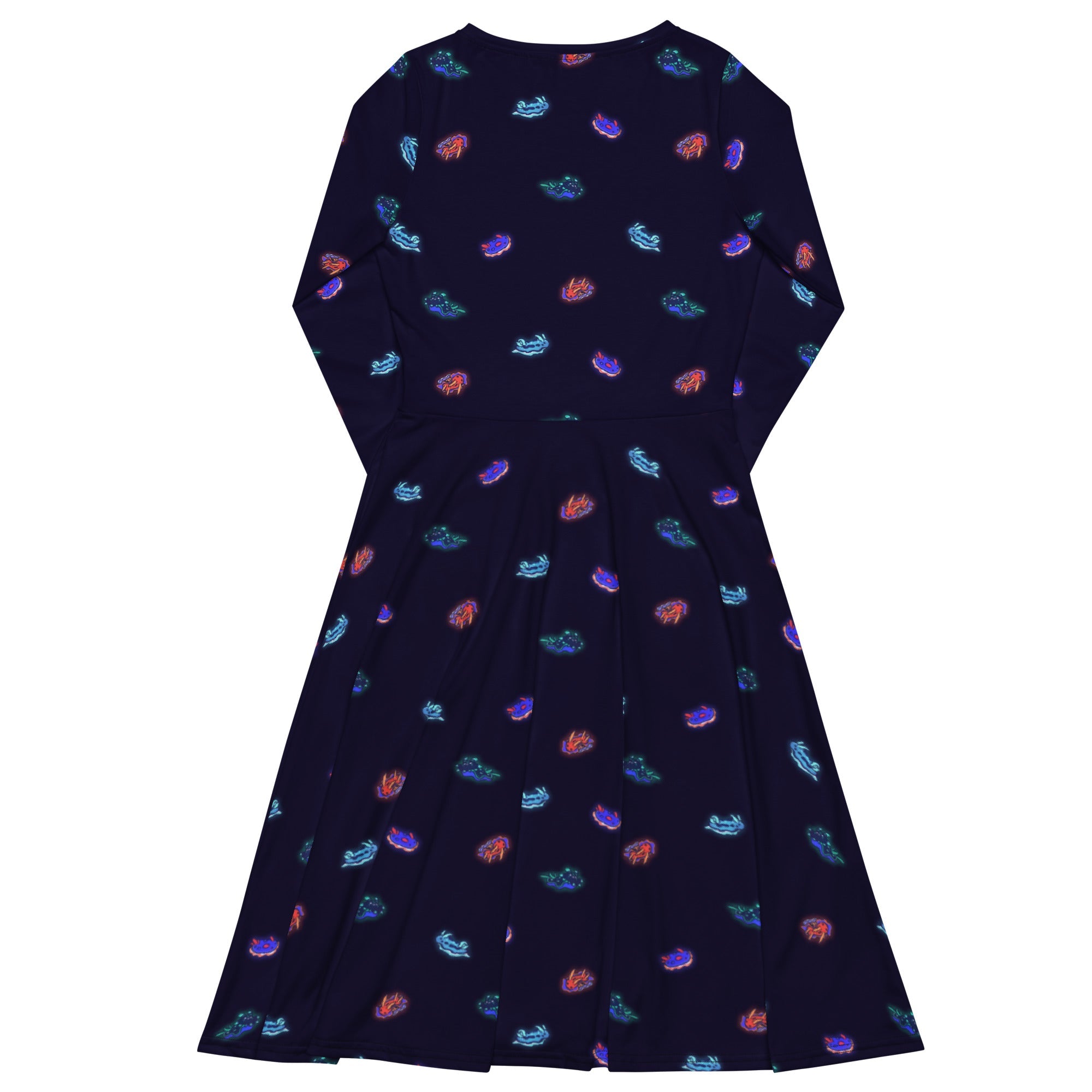 Nerdy Cute Sea Slugs Long Sleeve Midi Dress