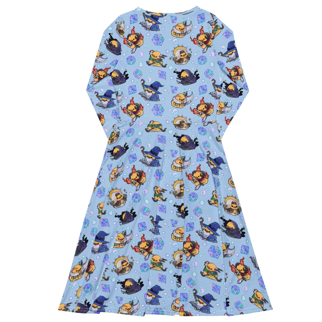 Nerdy DnD Classes Rubber Ducks Long Sleeve Midi Dress