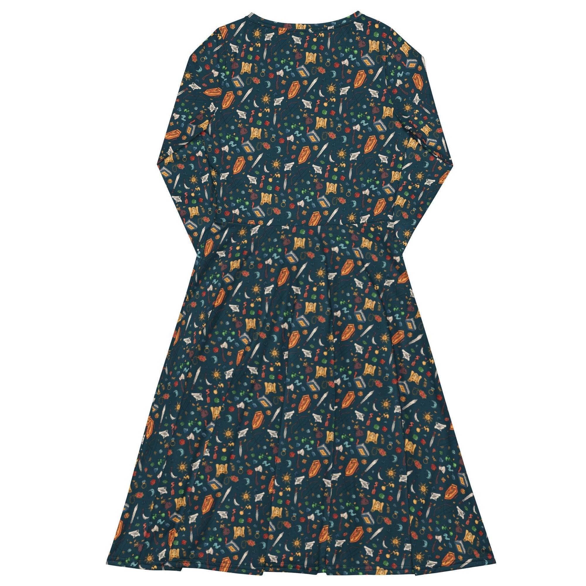 Nerdy Dnd Adventure Long Sleeve Midi Dress