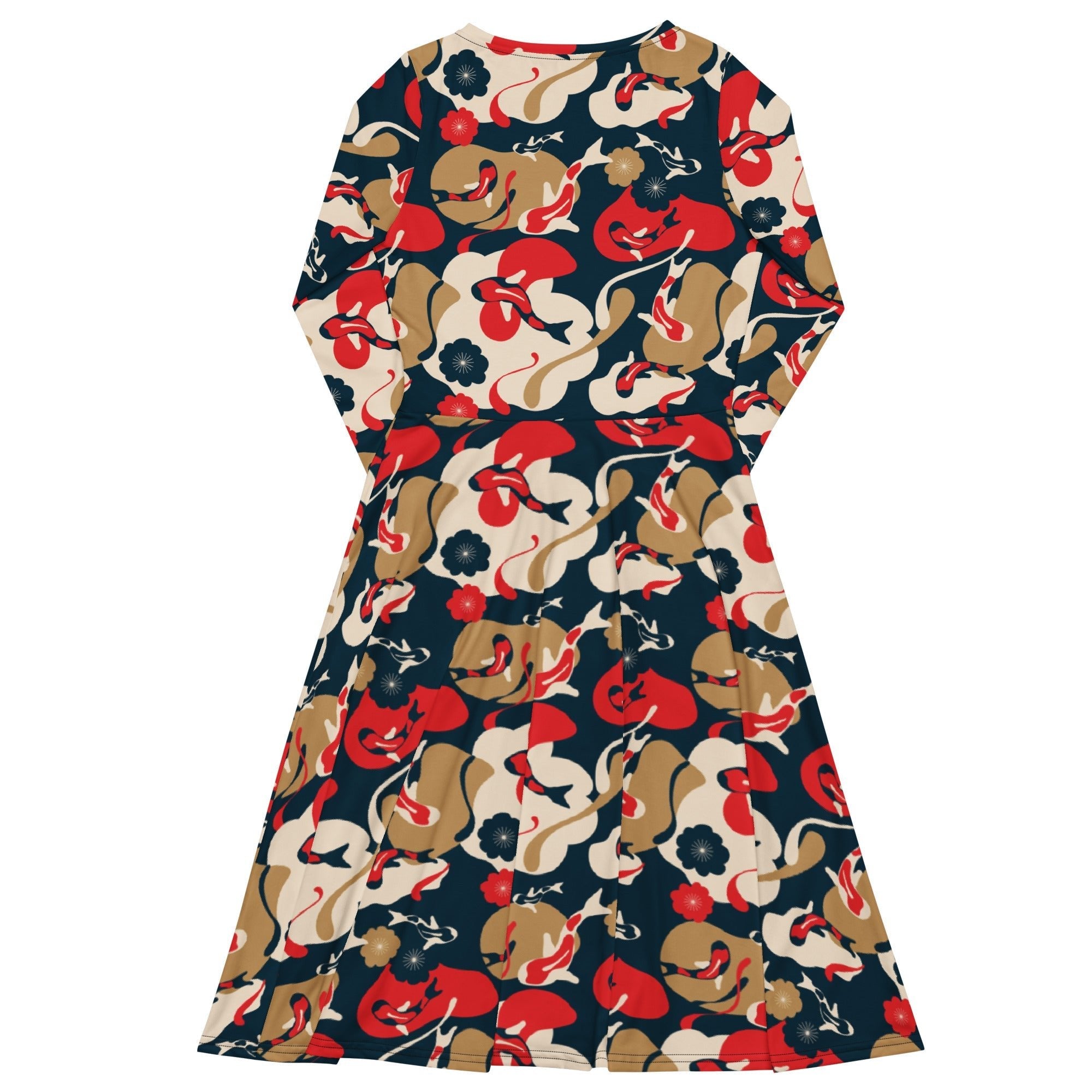 Nerdy Modern Koi Long Sleeve Midi Dress