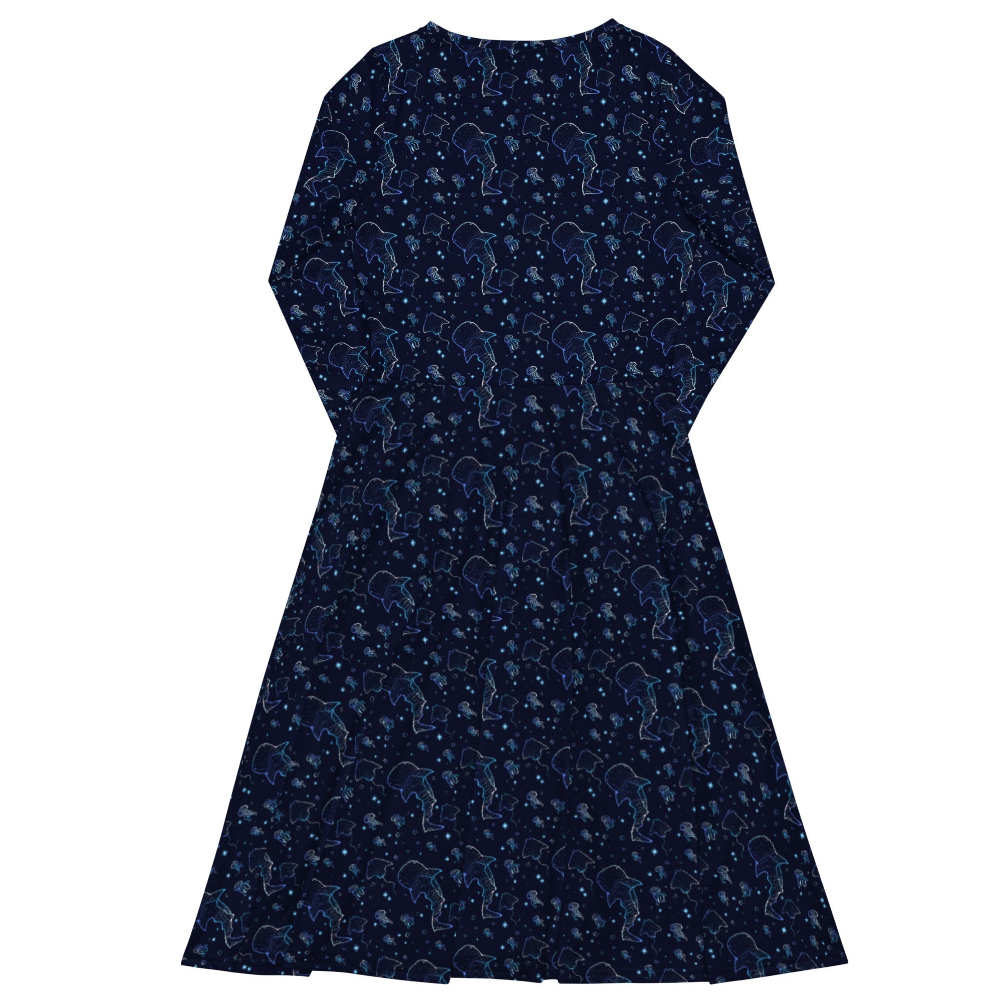 Nerdy Ocean Giants Long Sleeve Midi Dress