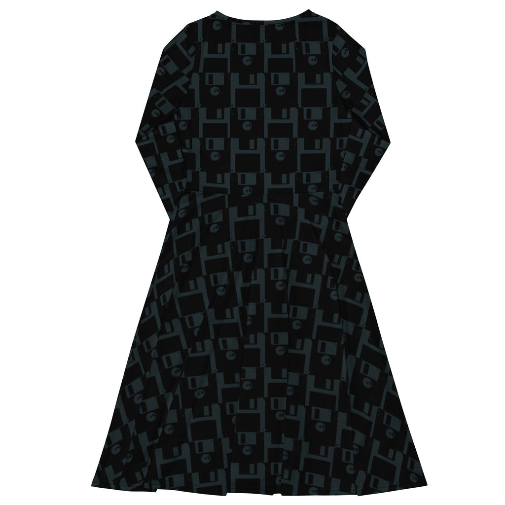 Nerdy Floppy Disk Long Sleeve Midi Dress