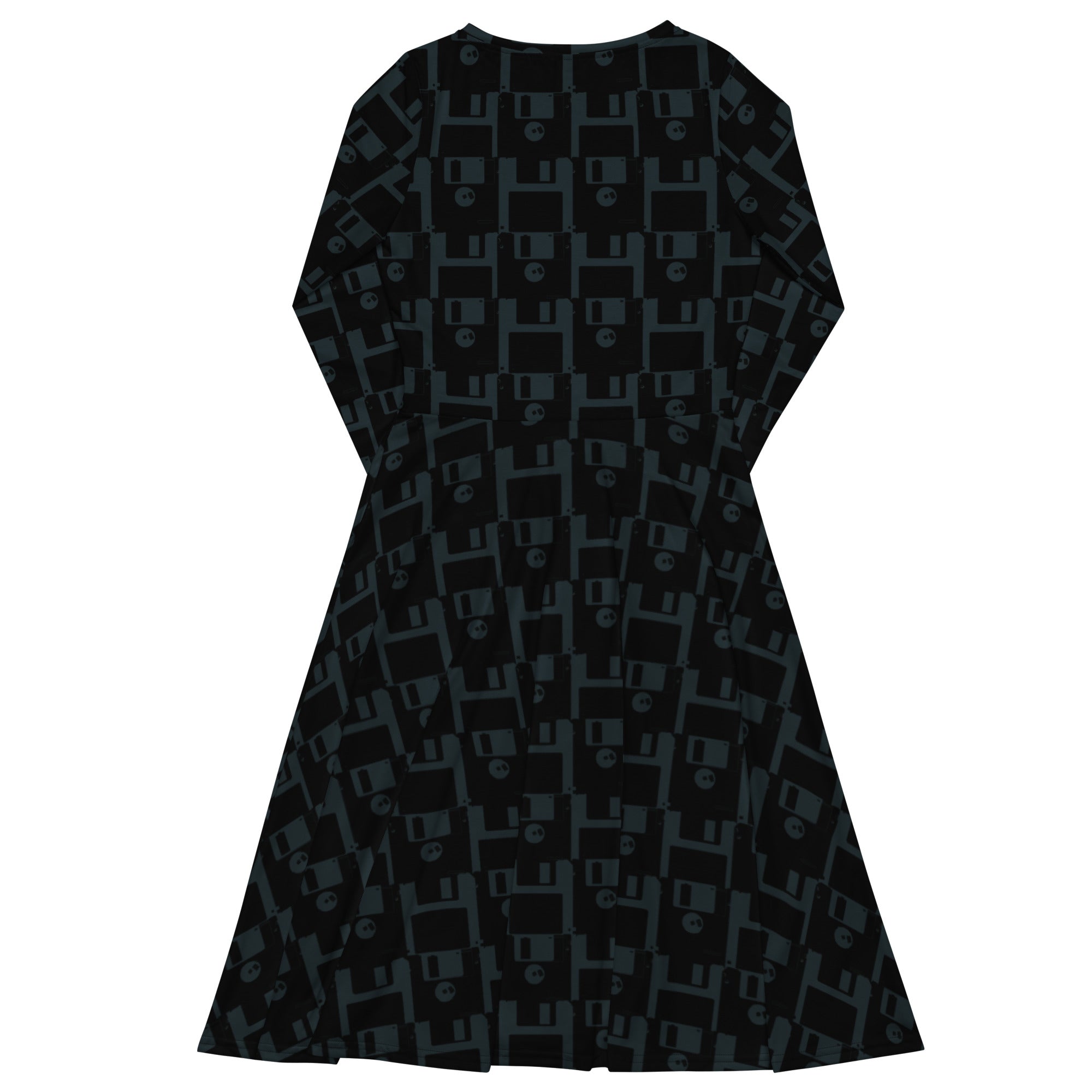 Nerdy Floppy Disk Long Sleeve Midi Dress
