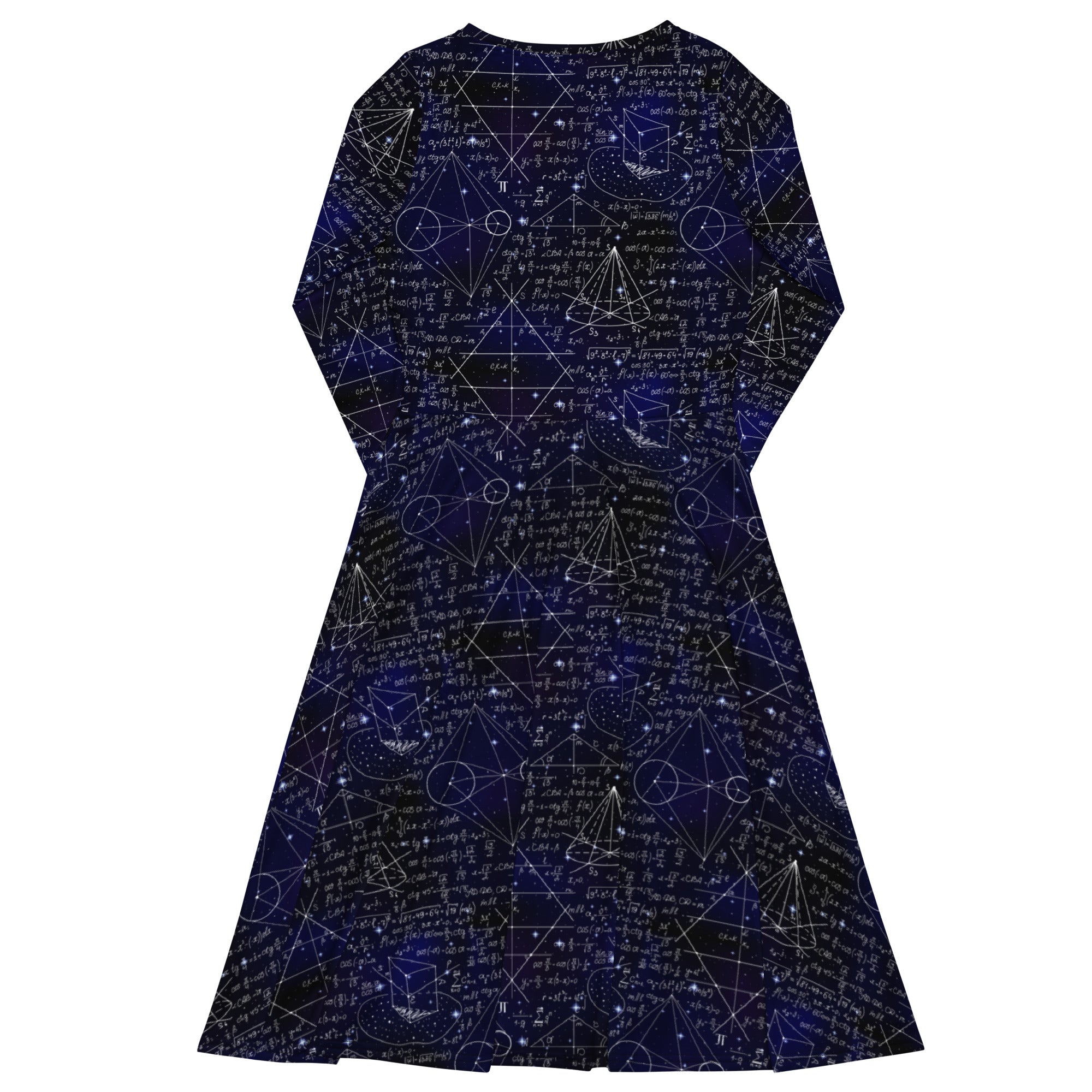 Nerdy Math And Physics Space Long Sleeve Midi Dress