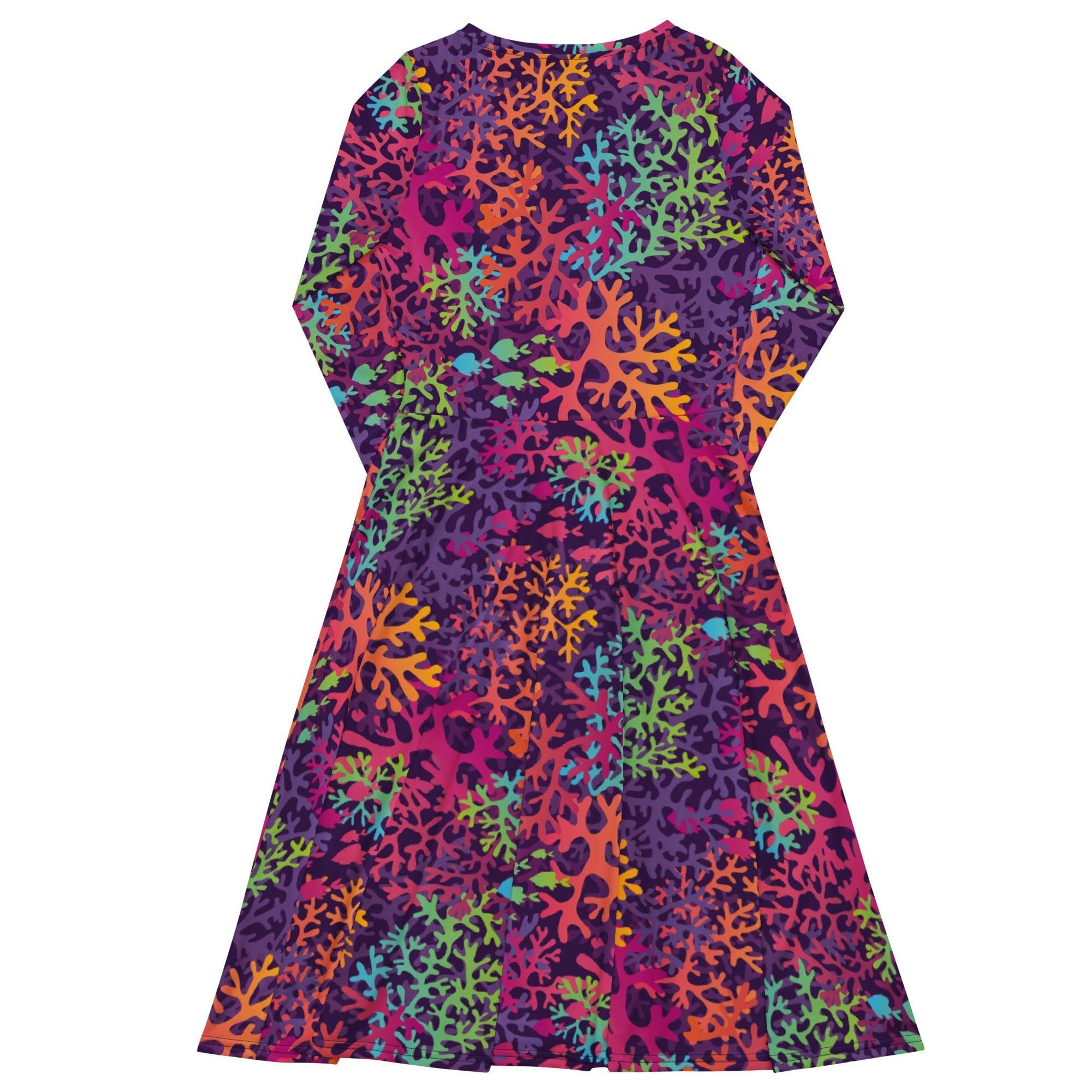 Nerdy Science Marine Biology Rainbow Coral Long Sleeve Midi Dress