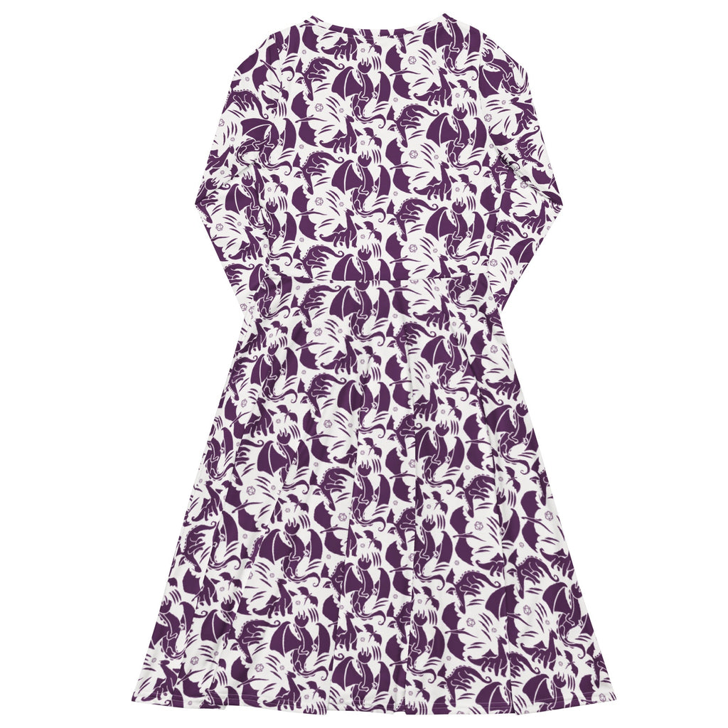 Nerdy Dnd Purple Dragons Long Sleeve Midi Dress