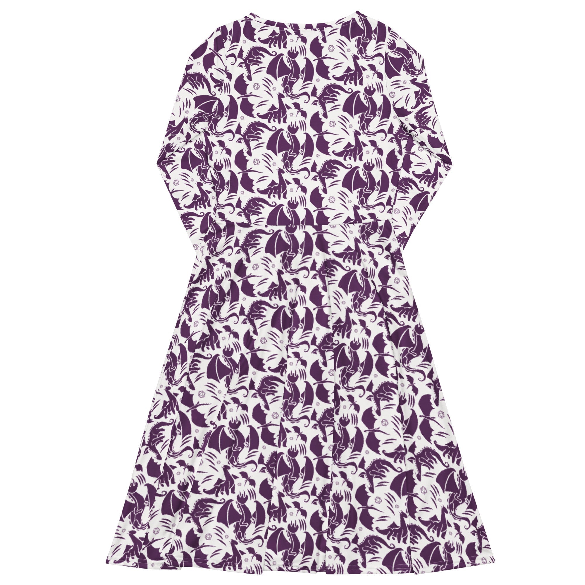 Nerdy Dnd Purple Dragons Long Sleeve Midi Dress