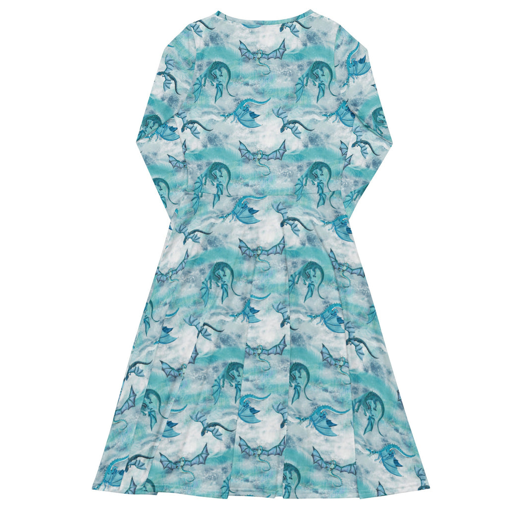 Nerdy Frost Dragons Long Sleeve Midi Dress