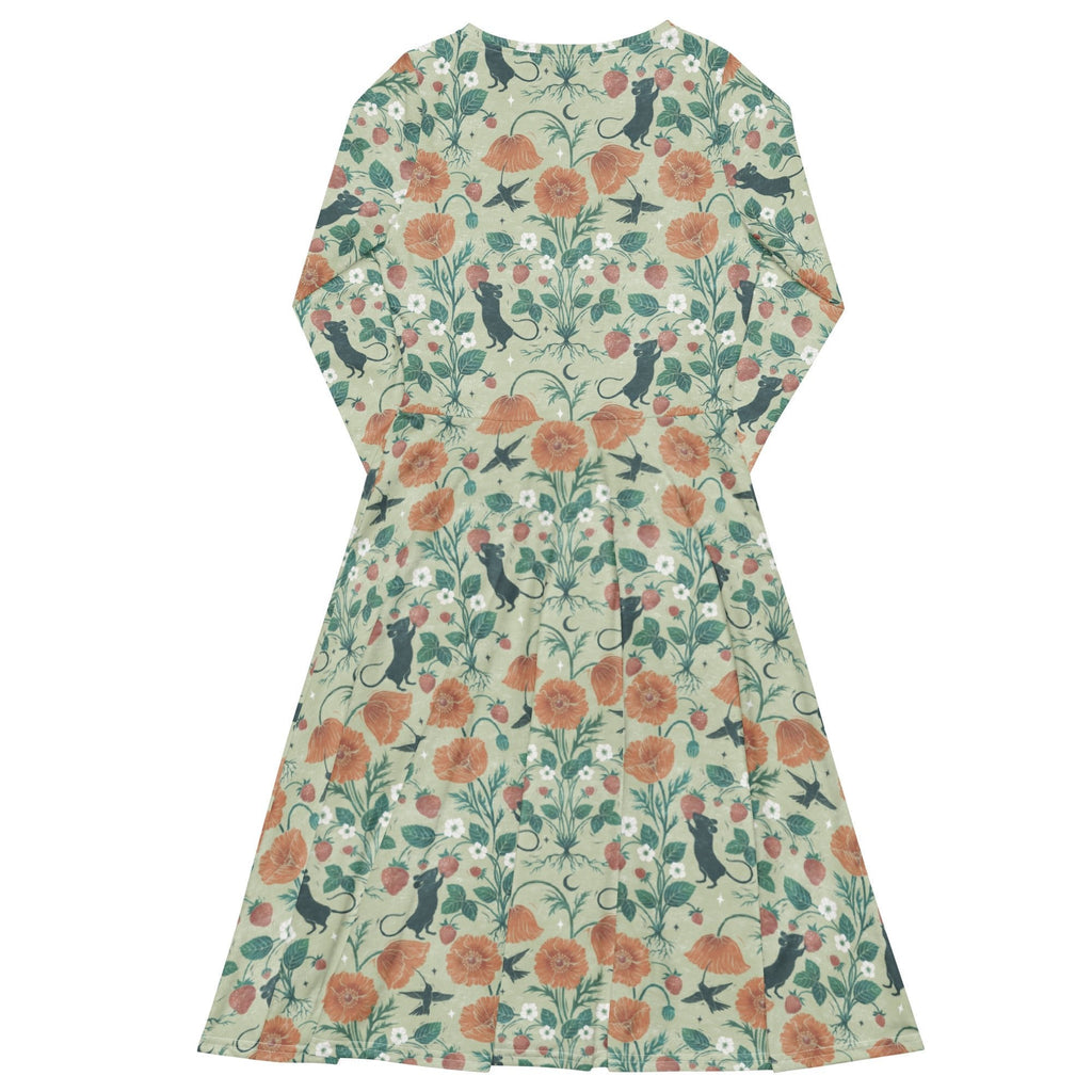 Nerdy Spring Garden Long Sleeve Midi Dress