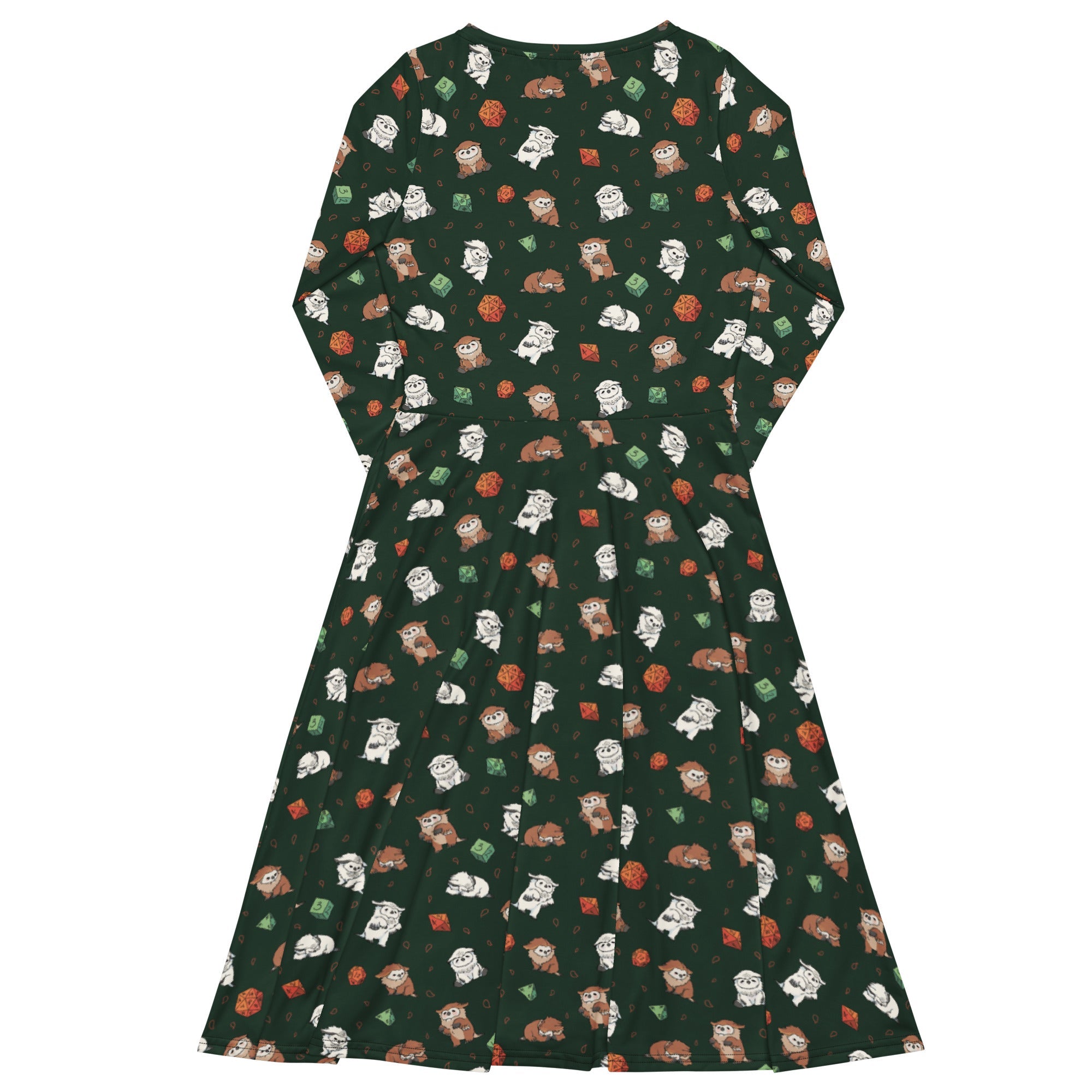Nerdy Dnd Owlbears Long Sleeve Midi Dress