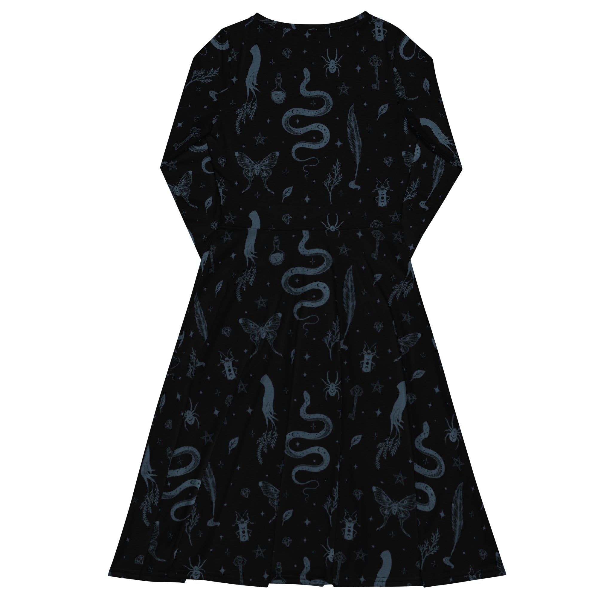 Nerdy Episodic Mystical Collection Black Long Sleeve Midi Dress