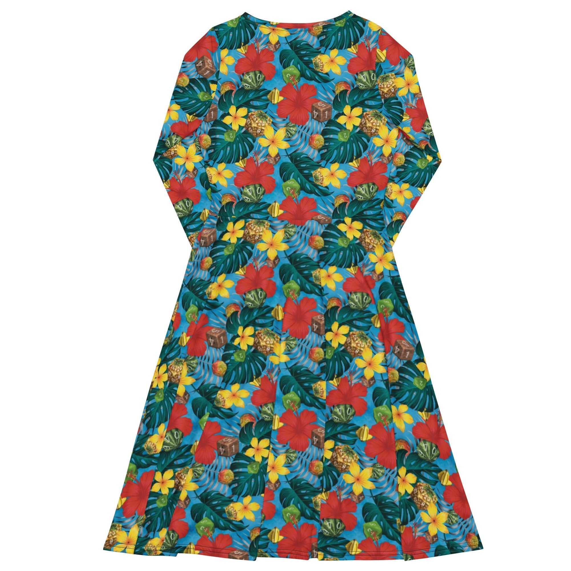Nerdy Tropical Fruit Dice Dnd Long Sleeve Midi Dress
