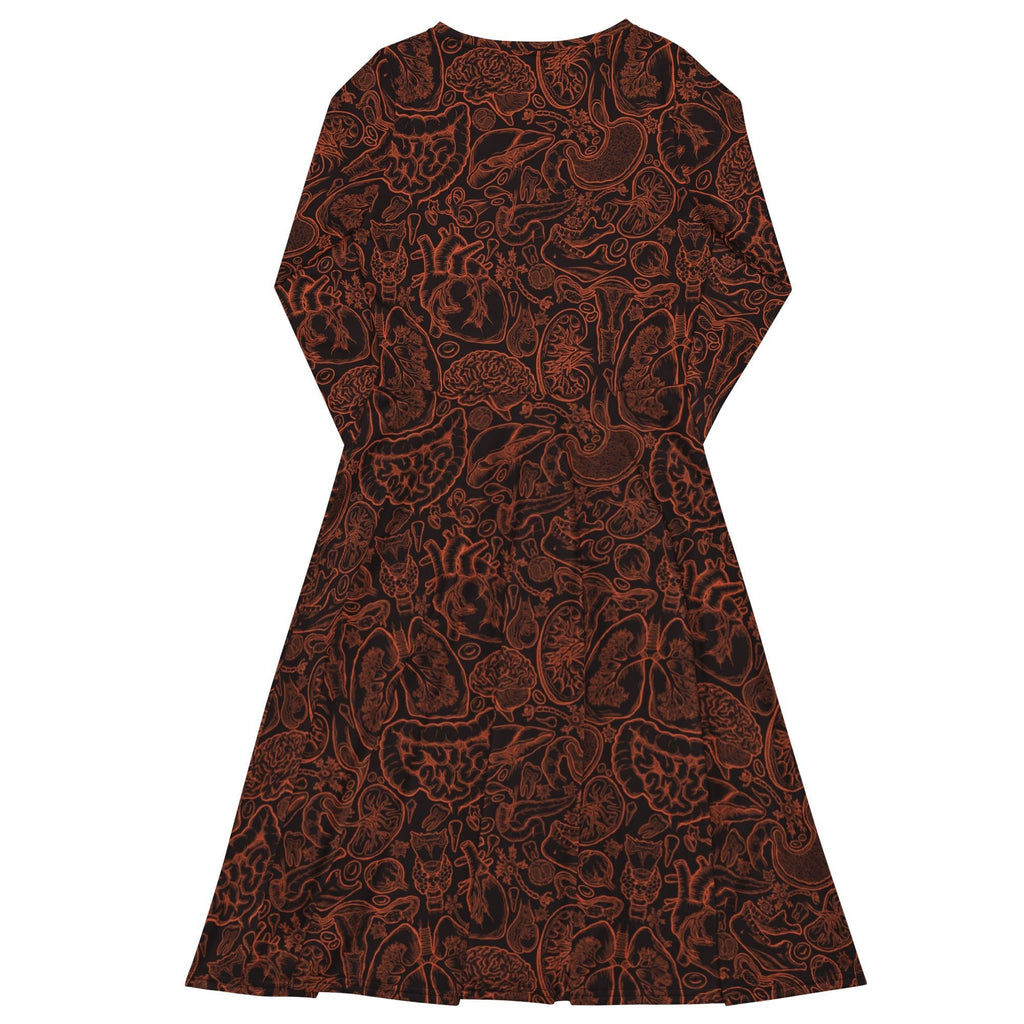 Human Anatomy Dark Long Sleeve Midi Dress 8