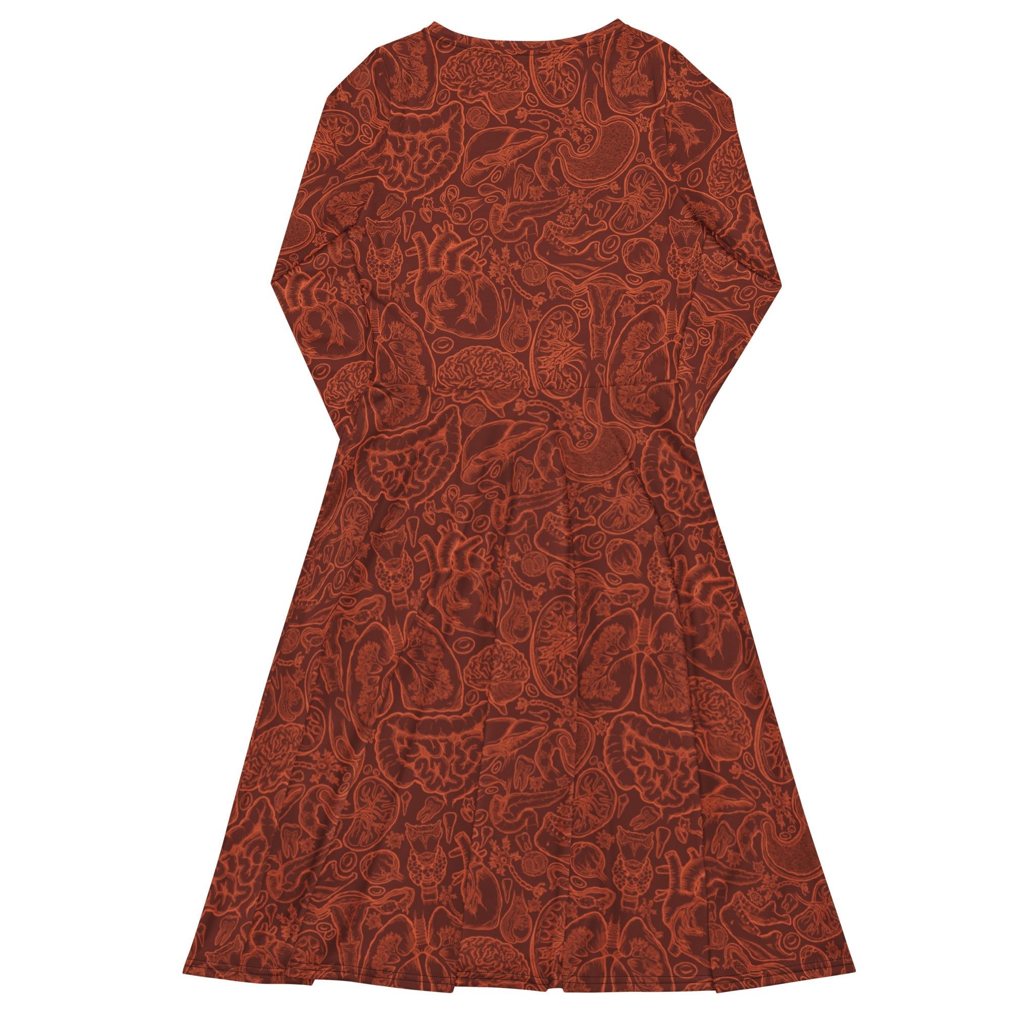 Human Anatomy Red Long Sleeve Midi Dress 8