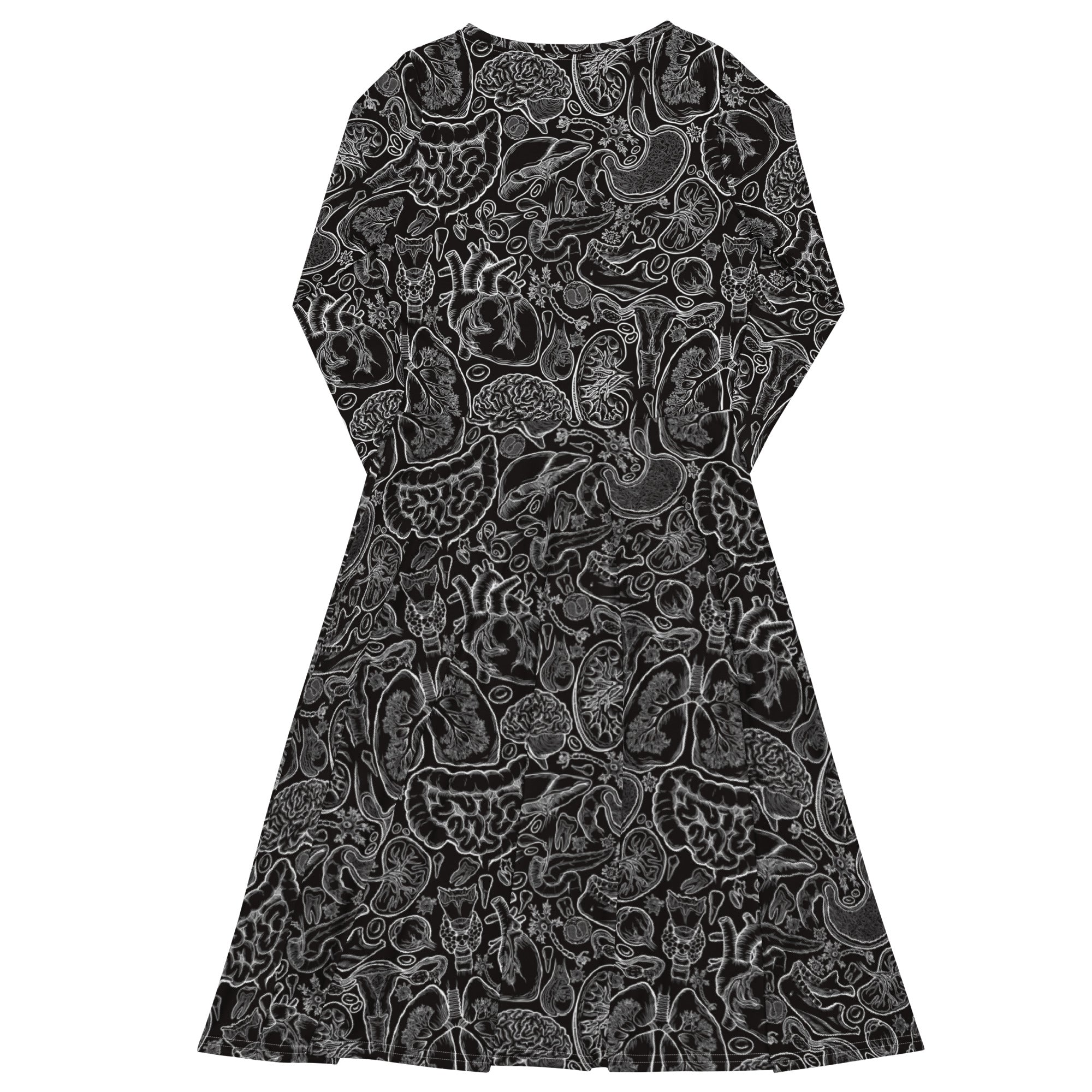 Human Anatomy Black Long Sleeve Midi Dress 8