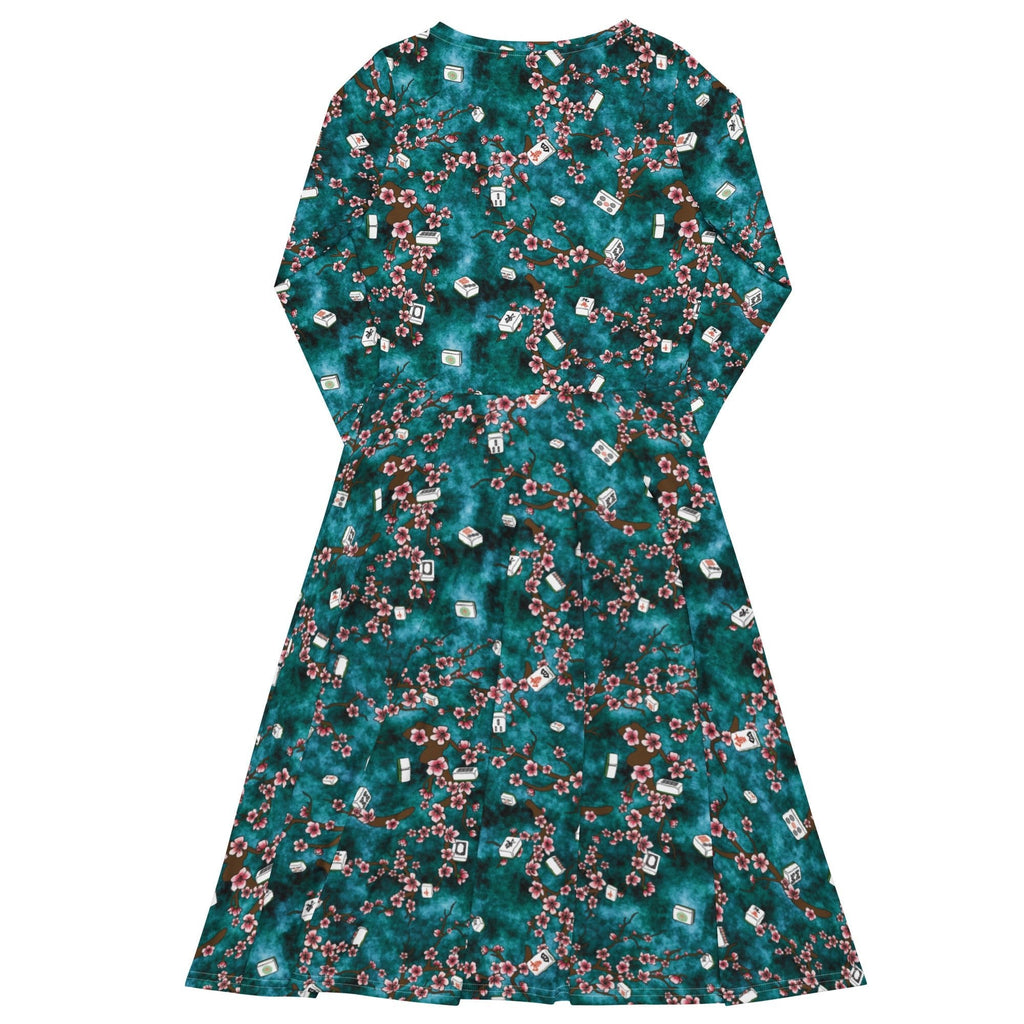 Mahjong Tiles Pond Anime Long Sleeve Midi Dress 8