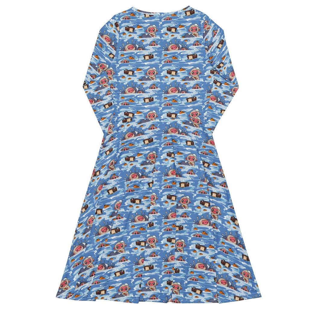 Onsen Snow Monkeys Long Sleeve Midi Dress 8