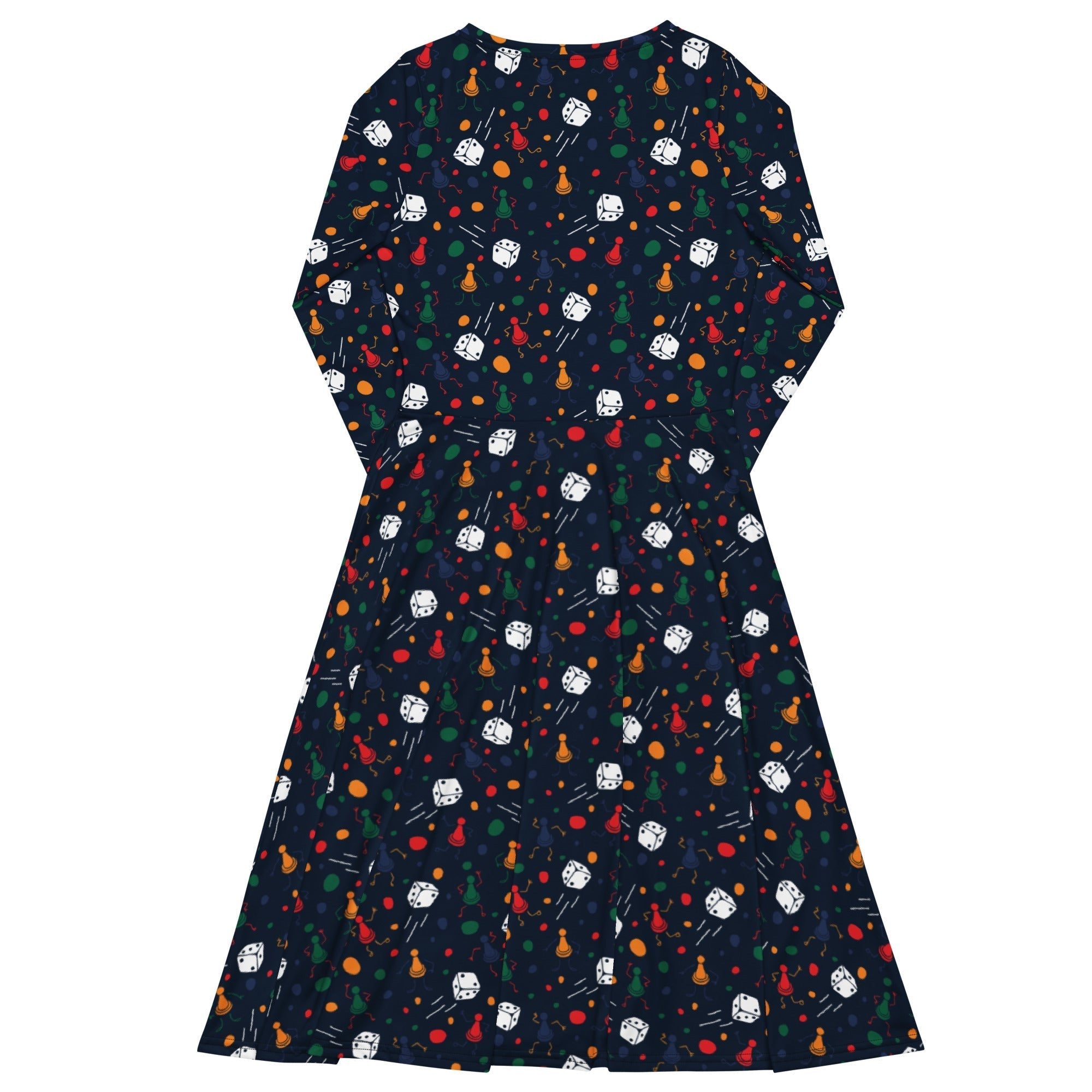 Pawn Party Blue Board Game Long Sleeve Midi Dress 8