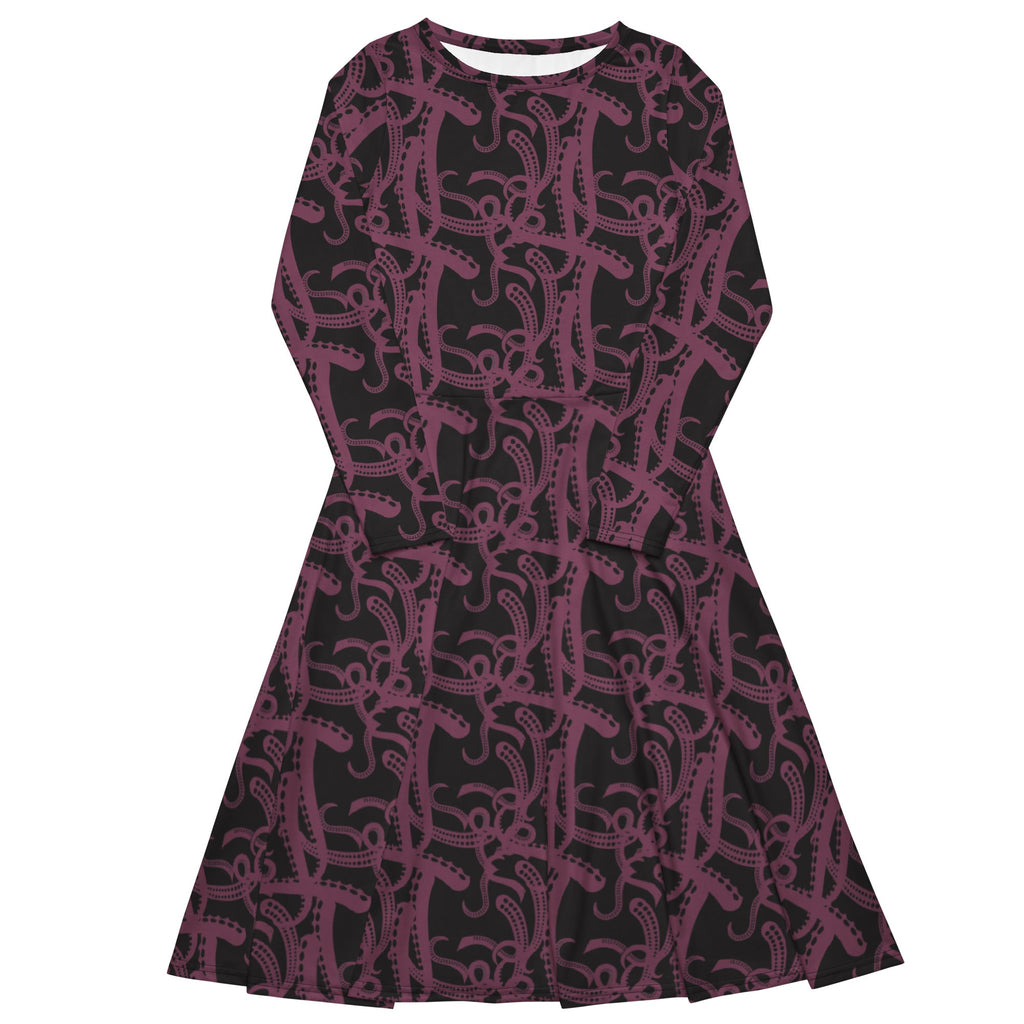 Nerdy Tentacles of Cthulhu Long Sleeve Midi Dress