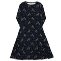 Nerdy Episodic Owl Floral Long Sleeve Midi Dress