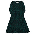 Nerdy Binary Computer 1s and 0s Teal Black Long Sleeve Midi Dress