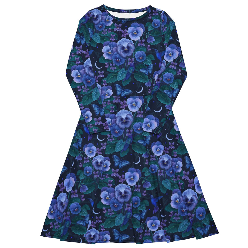 Nerdy Episodic Violet Purple Night Long Sleeve Midi Dress